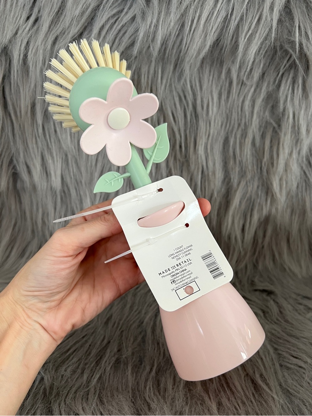 Flower Dish Brush in Pink and Mint • NWT